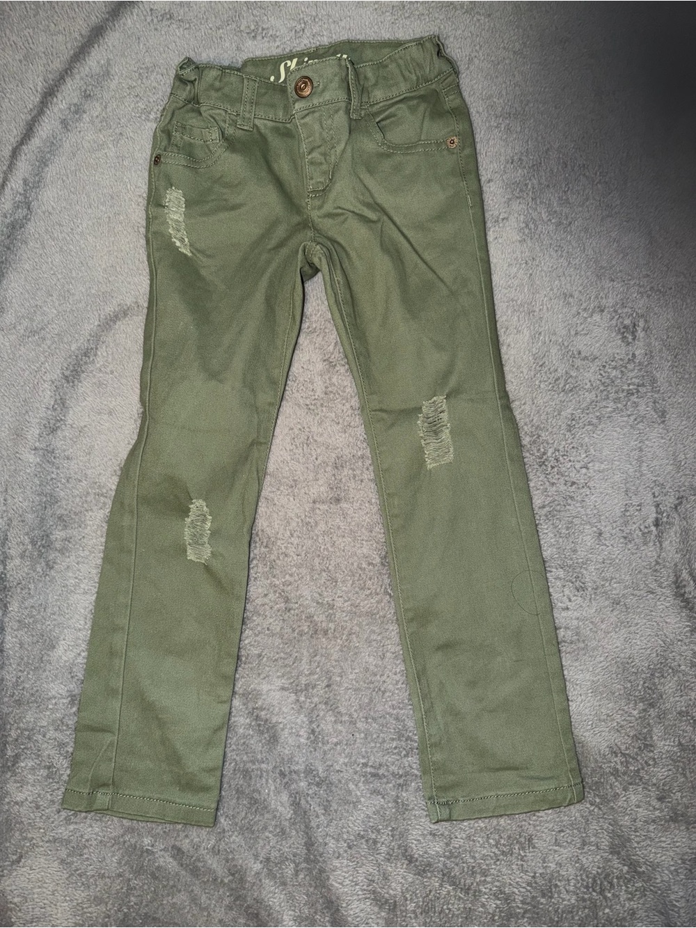 NWT CRAZY 8s Girls Skinny Pants size 5 Olive Green Adjustable Waist